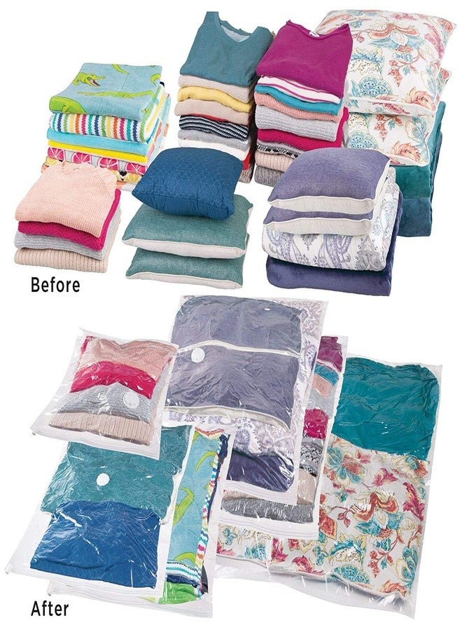 SCILLA Reusable Vacuum Space Saver Bags | Zip-lock Storage - Compression Bag for Home & Travel, Quilts with Compact Hand Pump | 2 Medium Size (59cm x 49cm) 2 Large Size (79cm x 59cm) - Pack of 4 Bags - Image 2